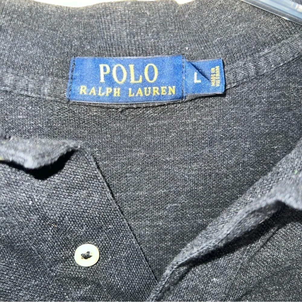 Polo Ralph Lauren Mens Long Sleeved Polo Shirt  Charcoal Heather Cotton Size Lg